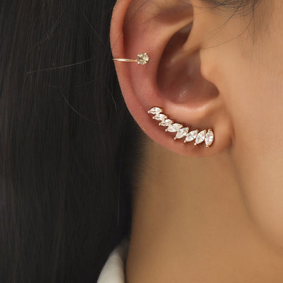 Aretes de Estrella y Diamante Pequeño, Diseño Geométrico con Perla y Circonia sin Perforación - Image 21