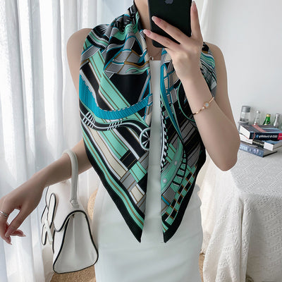 Pañuelo Twill Occidental Retro para Mujer - Elegancia Versátil - Image 9