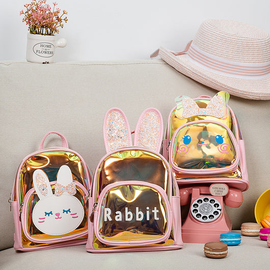 Mochila Escolar Infantil Transparente con Diseño de Conejo - Láser Holográfico Colorido - Image 9