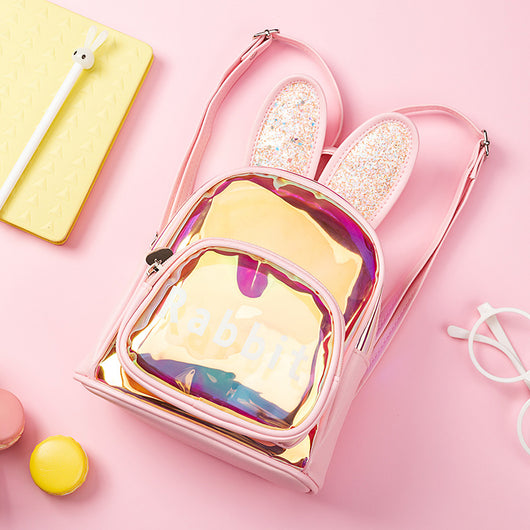 Mochila Escolar Infantil Transparente con Diseño de Conejo - Láser Holográfico Colorido - Image 2