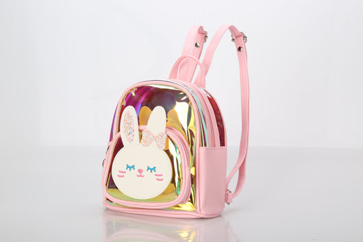 Mochila Escolar Infantil Transparente con Diseño de Conejo - Láser Holográfico Colorido - Image 4