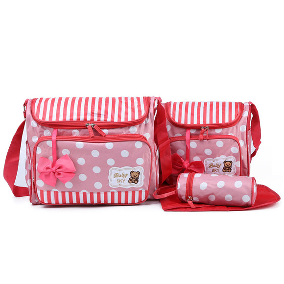 Bolsa Maternal Multifuncional de 4 Piezas con Moño - Capacidad Extra Grande