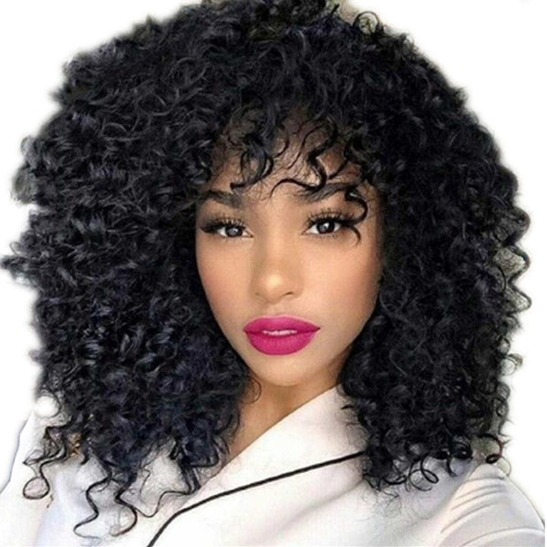 Pelucas Rizadas Africanas y Europeas - Cabello Rizado Corto y Largo con Flequillo