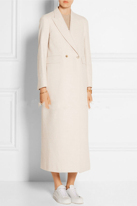Abrigo de Cachemira Largo Doble Botonadura - Elegancia Minimalista para Otoño e Invierno - Image 9
