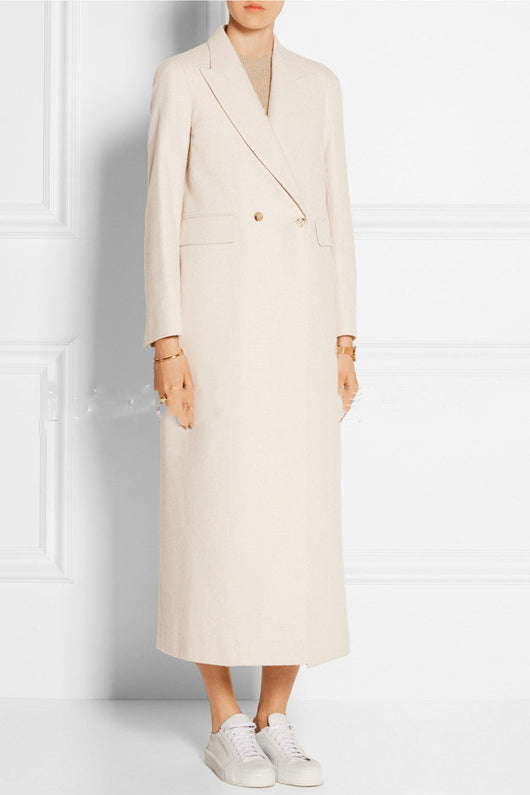 Abrigo de Cachemira Largo Doble Botonadura - Elegancia Minimalista para Otoño e Invierno - Image 10