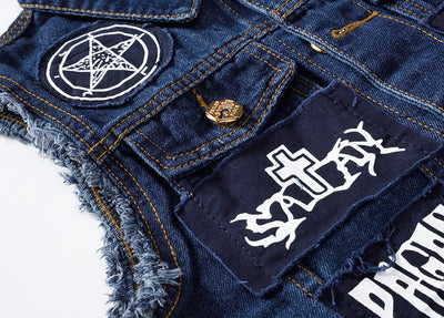 Chaleco Denim Oversized Estilo Coreano para Hombre - Diseño Slim con Parches - Image 8
