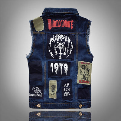 Chaleco Denim Oversized Estilo Coreano para Hombre - Diseño Slim con Parches - Image 5