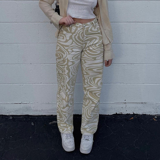 Pantalones Rectos Estampado Animal Azul - Estilo Casual Holgado para Primavera Verano - Image 36