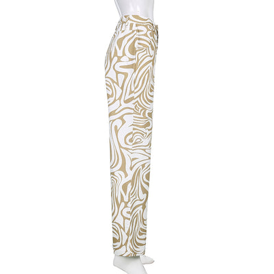 Pantalones Rectos Estampado Animal Azul - Estilo Casual Holgado para Primavera Verano - Image 6