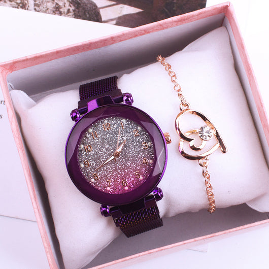 Reloj de Plata para Dama con Textura Noodle - Juego de Regalo de Dos Piezas