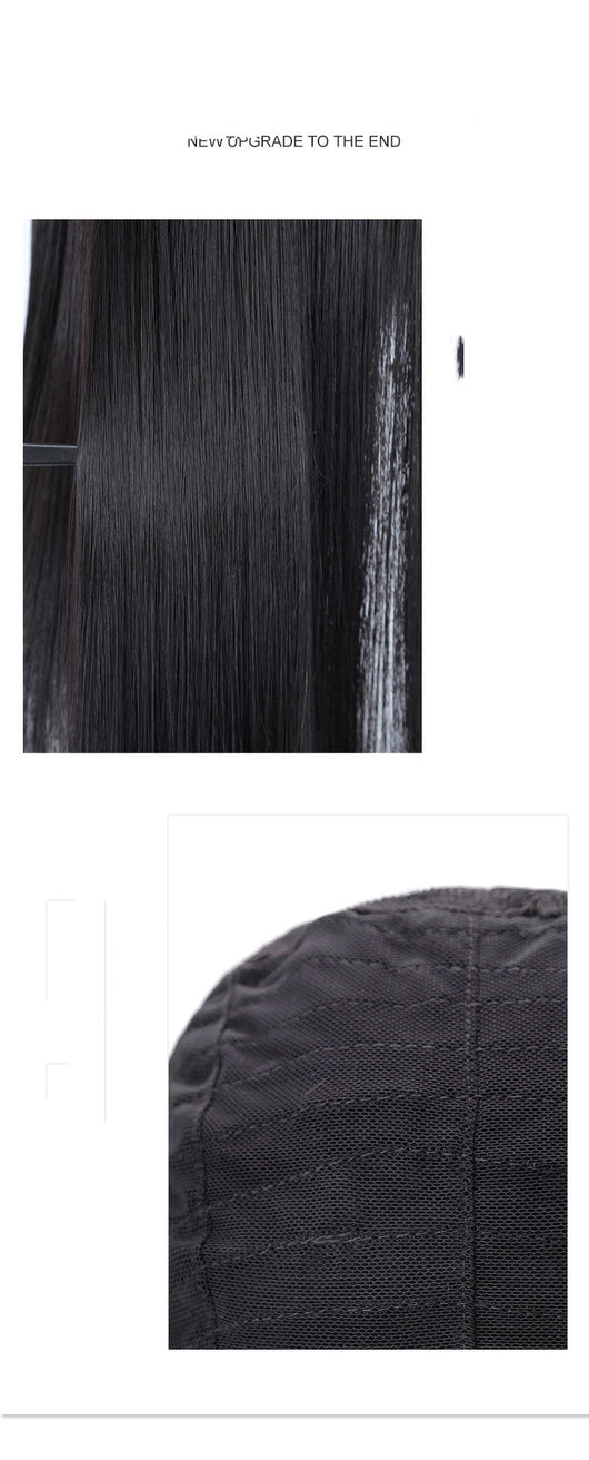 Peluca Larga Lisa con Flequillo Aéreo - Cabello Negro Natural Realista - Image 7