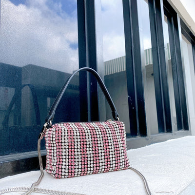 Bolso Cuadrado Pequeño de Diamante y Cuero Genuino - Image 9