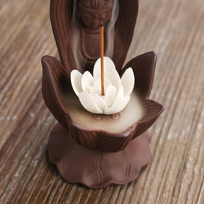 Quemador de Incienso Retroceso Loto Guanyin - Decoración Feng Shui con Aromaterapia - Image 5