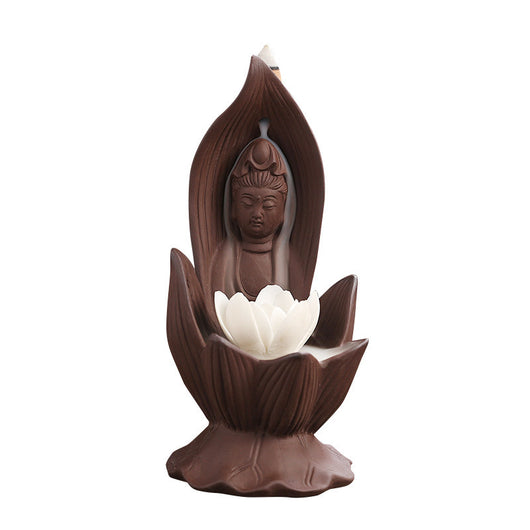 Quemador de Incienso Retroceso Loto Guanyin - Decoración Feng Shui con Aromaterapia - Image 6