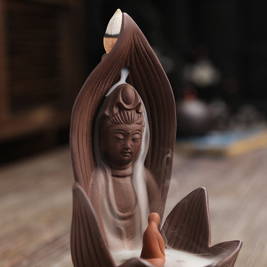 Quemador de Incienso Retroceso Loto Guanyin - Decoración Feng Shui con Aromaterapia - Image 3