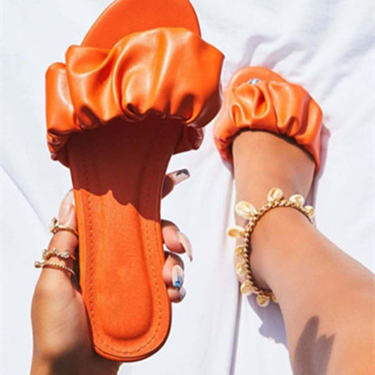 Sandalias Planas con Pliegues para Mujer - Cómodas Chanclas de Playa - Image 6