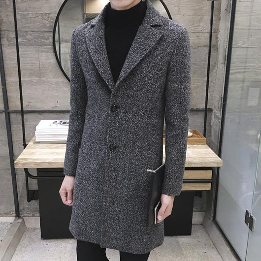 Abrigo de Lana Coreano Talla Grande Corte Medio Impermeable - Image 11