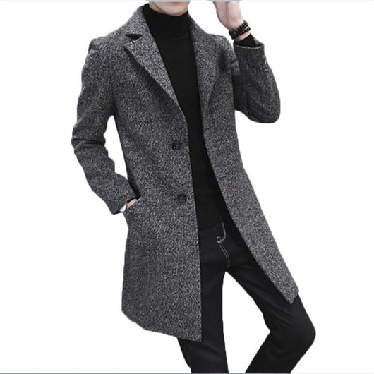 Abrigo de Lana Coreano Talla Grande Corte Medio Impermeable - Image 12