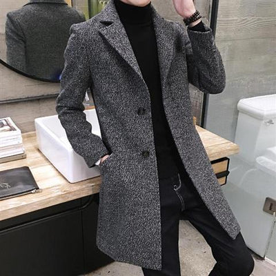 Abrigo de Lana Coreano Talla Grande Corte Medio Impermeable - Image 3