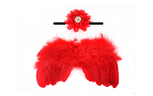 Conjunto de Alas de Ángel para Niños con Diadema de Flores y Plumas Brillantes - Image 2
