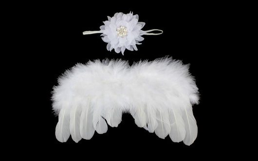 Conjunto de Alas de Ángel para Niños con Diadema de Flores y Plumas Brillantes - Image 4