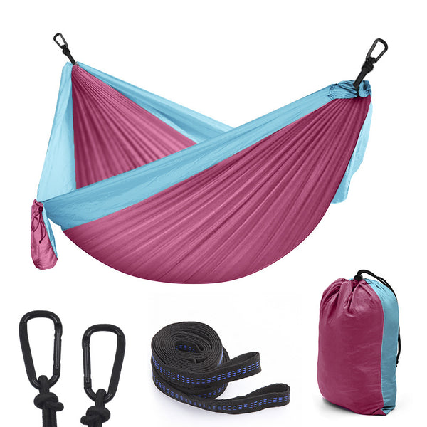 Hamaca de Paracaídas 270x140 cm con Diseño de Colores Coordinados para Camping y Descanso al Aire Libre