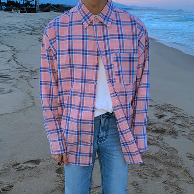 Camisa Cuadros Retro Rosa - Estilo Pareja - Image 11
