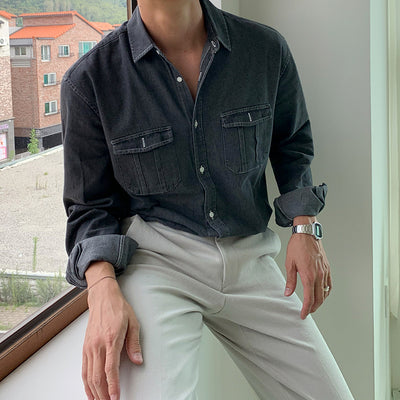 Camisa de Trabajo Holgada Estilo Japonés para Hombre - Image 10