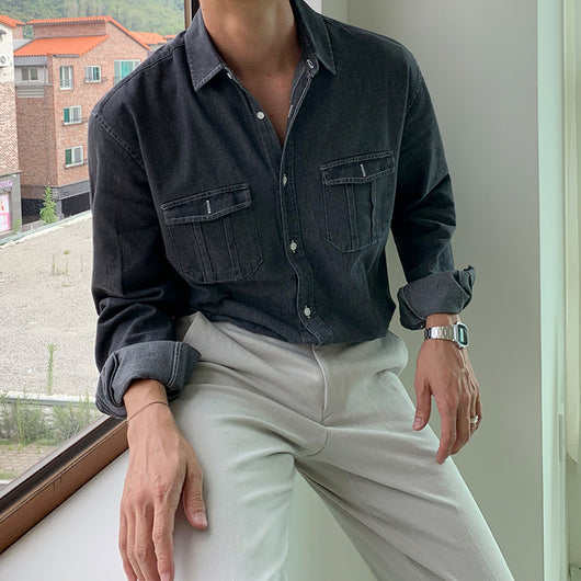 Camisa de Trabajo Holgada Estilo Japonés para Hombre - Image 10