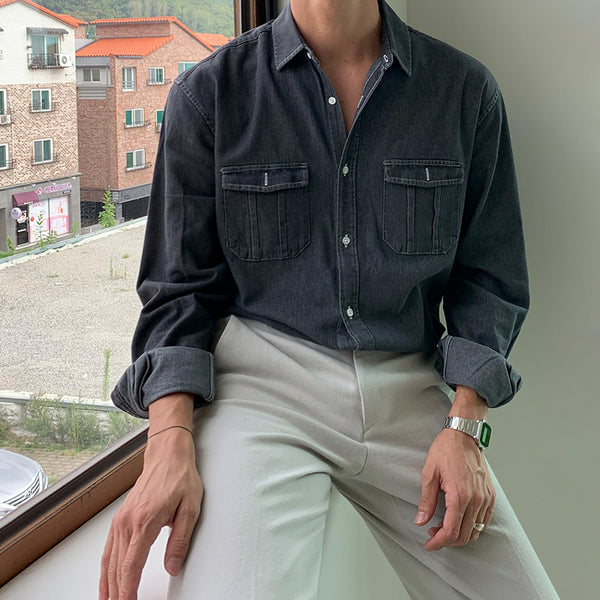 Camisa de Trabajo Holgada Estilo Japonés para Hombre
