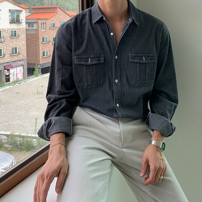 Camisa de Trabajo Holgada Estilo Japonés para Hombre - Image 2