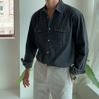 Camisa de Trabajo Holgada Estilo Japonés para Hombre - Image 3
