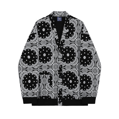Cardigan Estampado Anacardo Hombre Estilo Coreano Tendencia Suelta - Image 8
