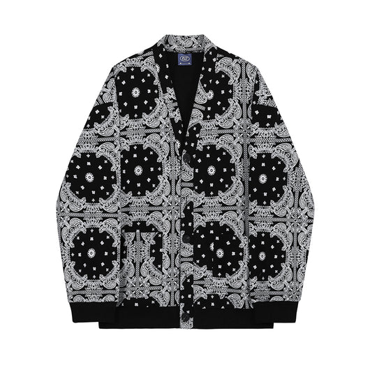 Cardigan Estampado Anacardo Hombre Estilo Coreano Tendencia Suelta - Image 8