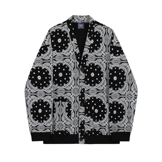 Cardigan Estampado Anacardo Hombre Estilo Coreano Tendencia Suelta