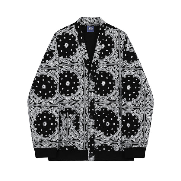 Cardigan Estampado Anacardo Hombre Estilo Coreano Tendencia Suelta
