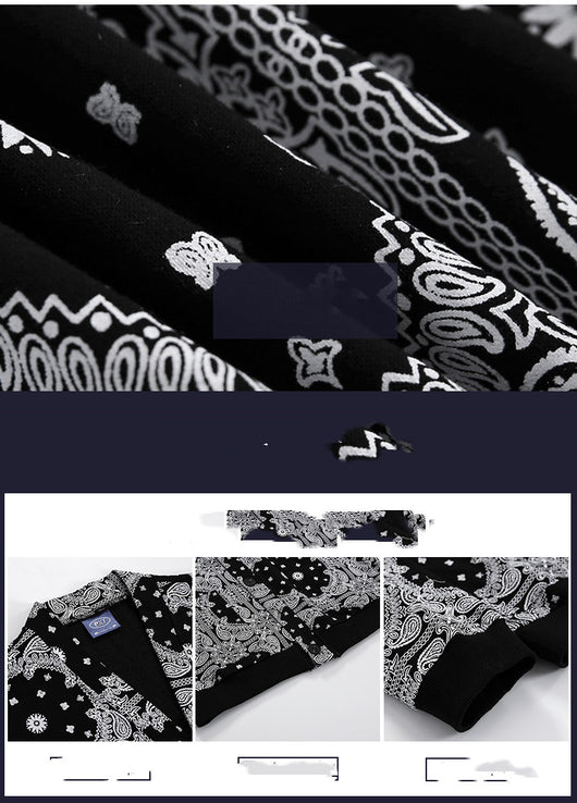 Cardigan Estampado Anacardo Hombre Estilo Coreano Tendencia Suelta - Image 2