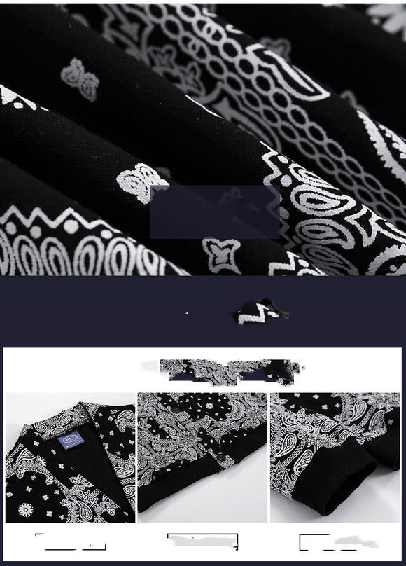 Cardigan Estampado Anacardo Hombre Estilo Coreano Tendencia Suelta