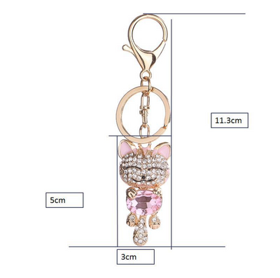 Llavero Gato de la Suerte con Cristal y Esmalte - Accesorio Elegante para Mujer - Image 3