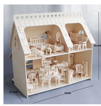 Casa de Madera Miniatura DIY - Juguete Educativo 3D con Muebles - Image 3