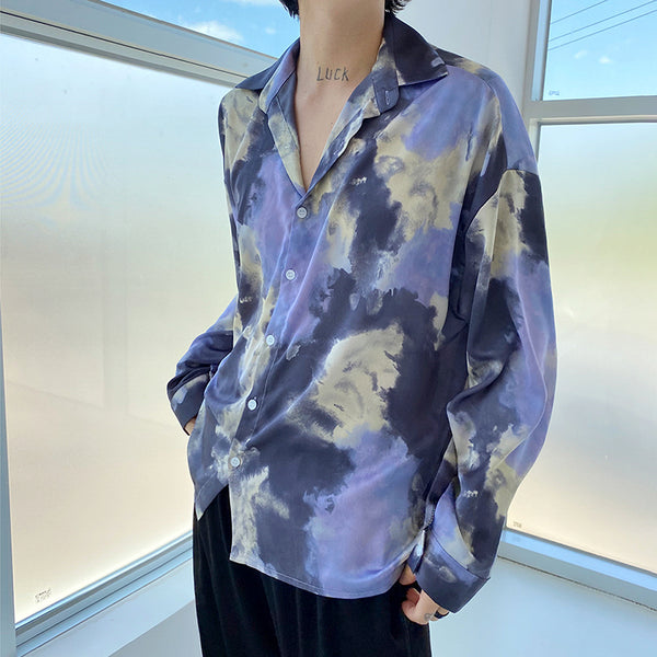 Camisa Tie-Dye Manga Larga Hombre Estilo Coreano Protección Solar Verano