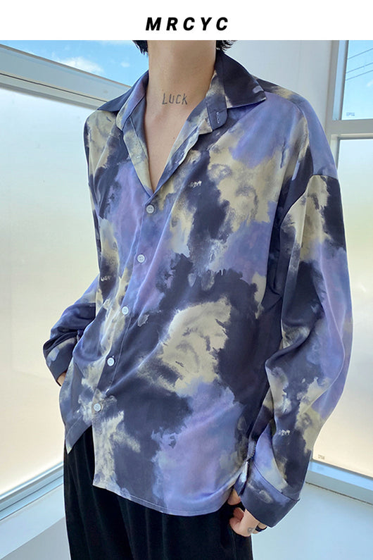 Camisa Tie-Dye Manga Larga Hombre Estilo Coreano Protección Solar Verano - Image 3