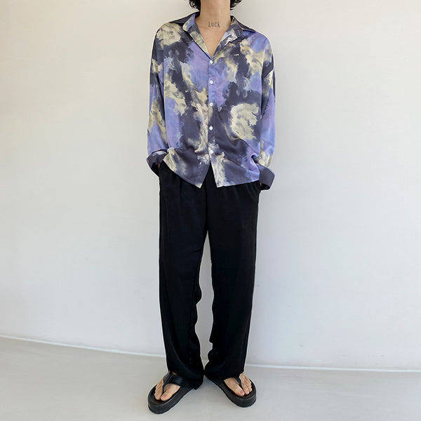 Camisa Tie-Dye Manga Larga Hombre Estilo Coreano Protección Solar Verano