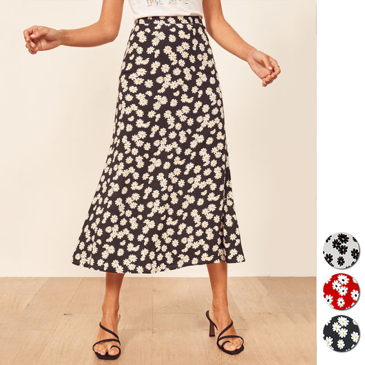 Falda Slim de Gasa con Estampado de Margaritas Literario - Image 8