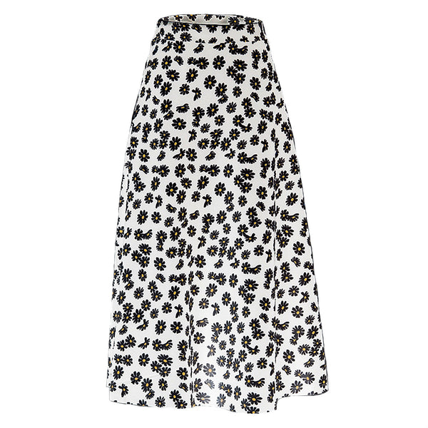 Falda Slim de Gasa con Estampado de Margaritas Literario