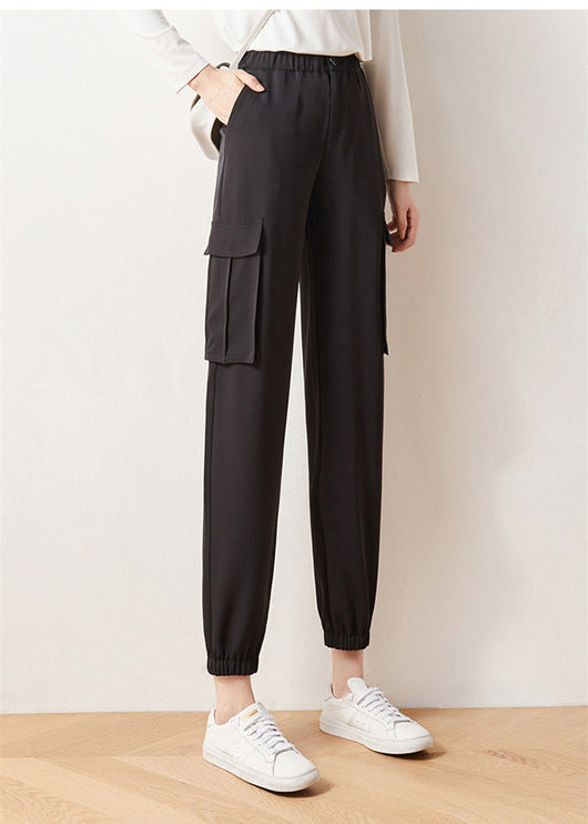 Pantalones Cargo Cintura Alta Elástica Cropped Casual - Image 2