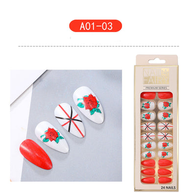 Uñas Postizas con Diseño de Gota de Agua Removibles - Image 20