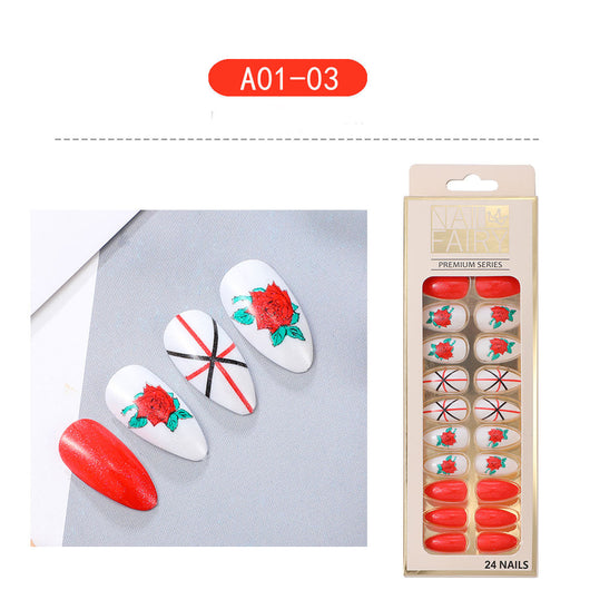 Uñas Postizas con Diseño de Gota de Agua Removibles - Image 20