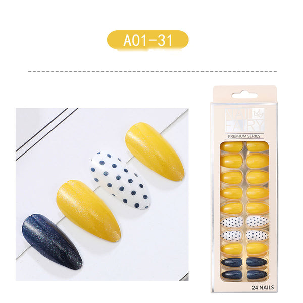 Uñas Postizas con Diseño de Gota de Agua Removibles