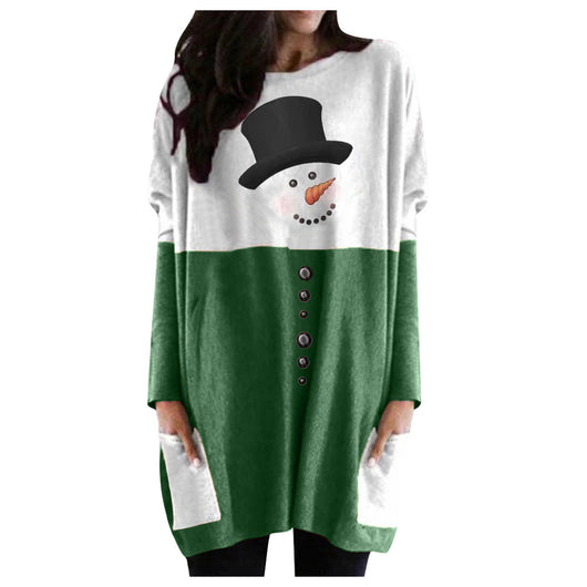 Playera Manga Larga con Bolsillo y Estampado de Muñeco de Nieve - Image 11